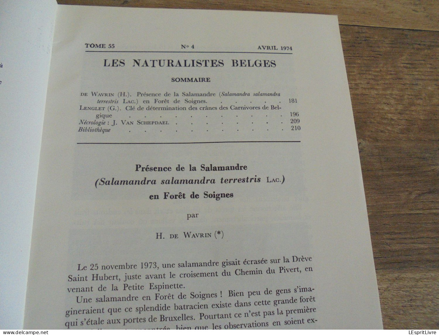 LES NATURALISTES BELGES N° 4 Année 1974 Régionalisme Salamandre Forêt De Soignes Carnivores Belgique Clé Détermination - Belgium