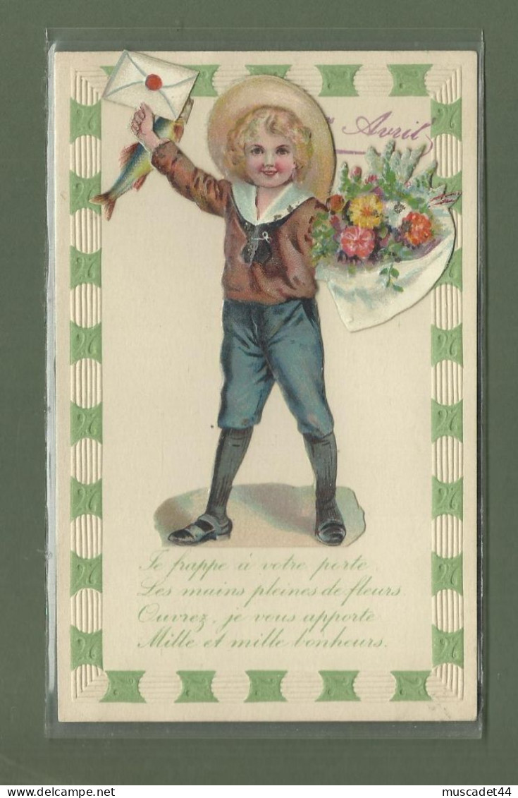 CARTE POSTALE 1ER AVRIL AVEC DECOUPI ENFANT - April Fool's Day