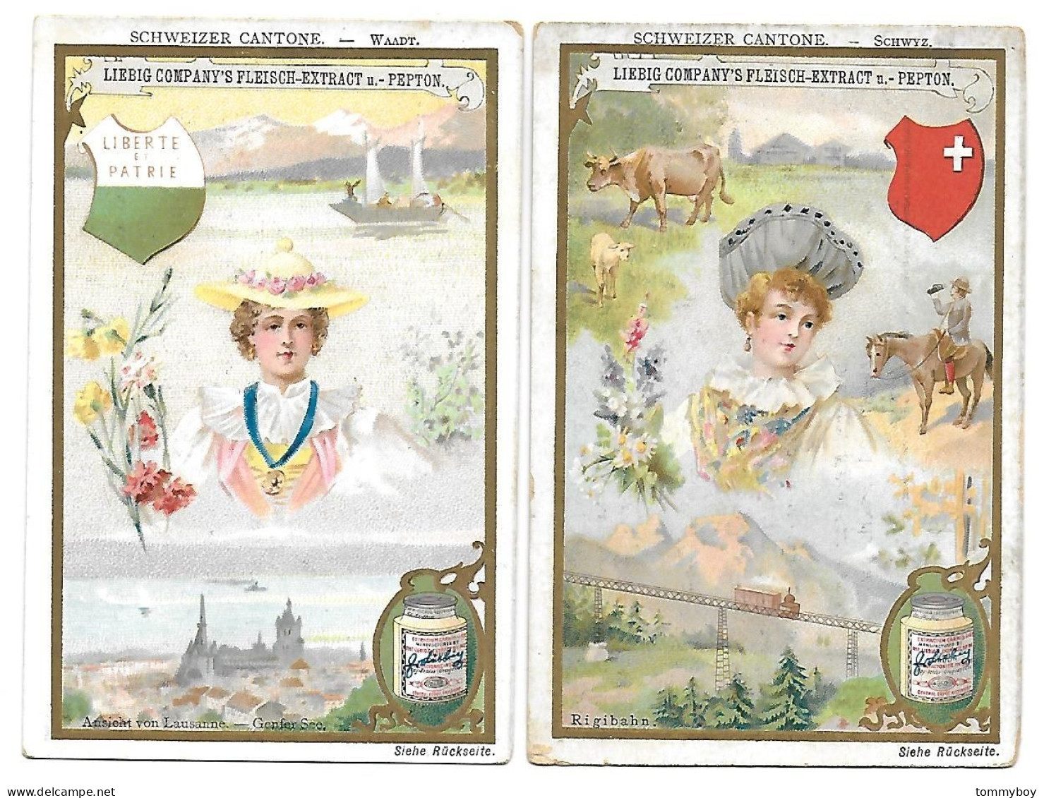 S 547, Liebig 6 Cards, Schweizer Cantone (lower Condition) (GERMAN) (ref B11) - Liebig