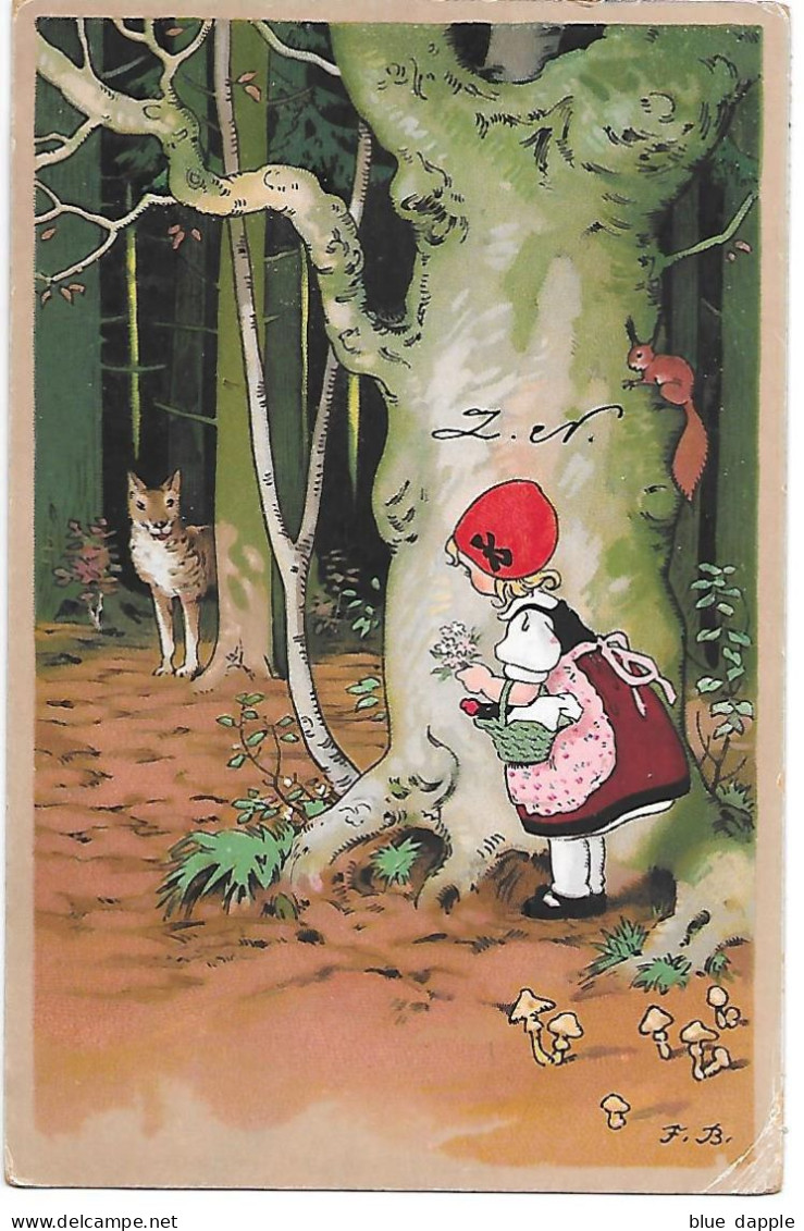 Illustrator - F. Baumgarten - Rotkäppchen, Little Red Riding Hood, Le Petit Chaperon Rouge, Champignon, Mushroom - Baumgarten, F.