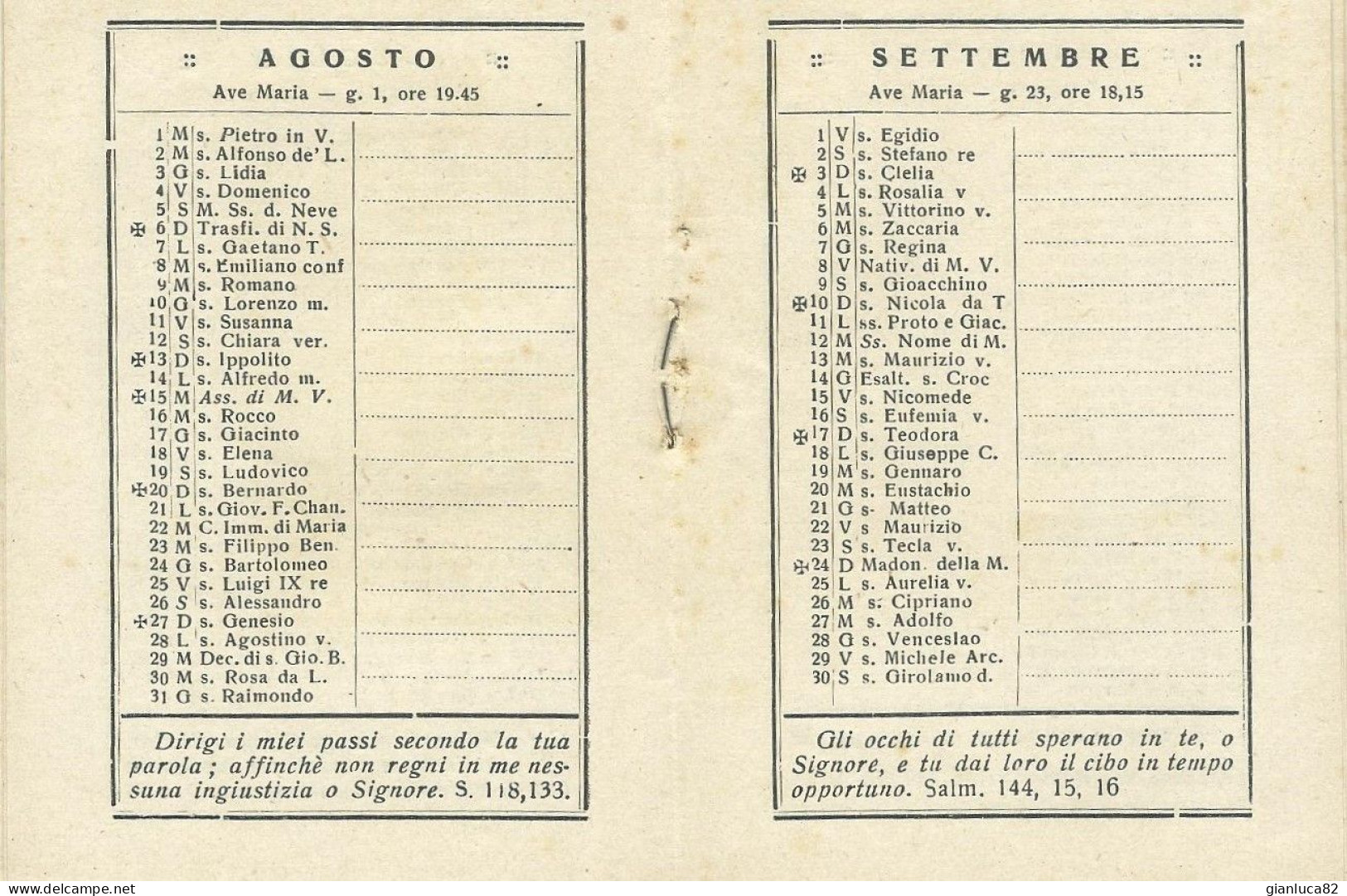 Lotto N. 3 Calendarietti Istituto Opera Divino Amore Napoli 1950, 1955, 1962 Come Da Foto 12,0 X 8,5 Cm Circa - Petit Format : 1941-60