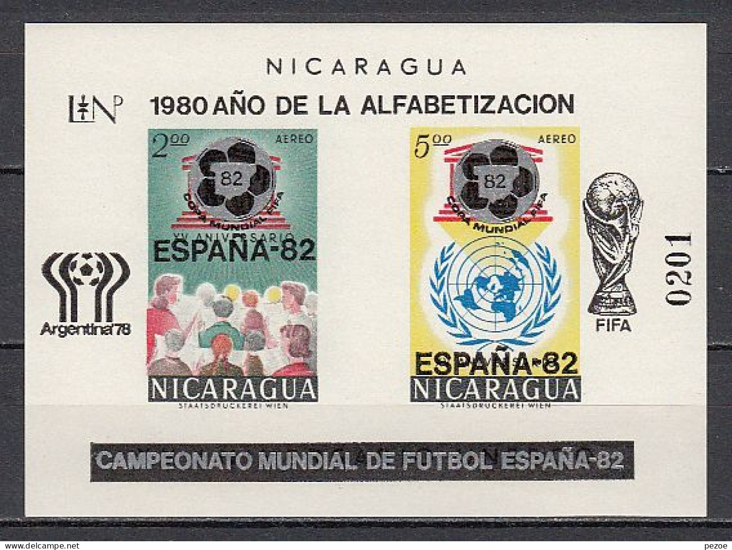 Football / Soccer / Fussball - WM 1978:  Nicaragua  Bl **, - Silber Aufdruck - 1978 – Argentine