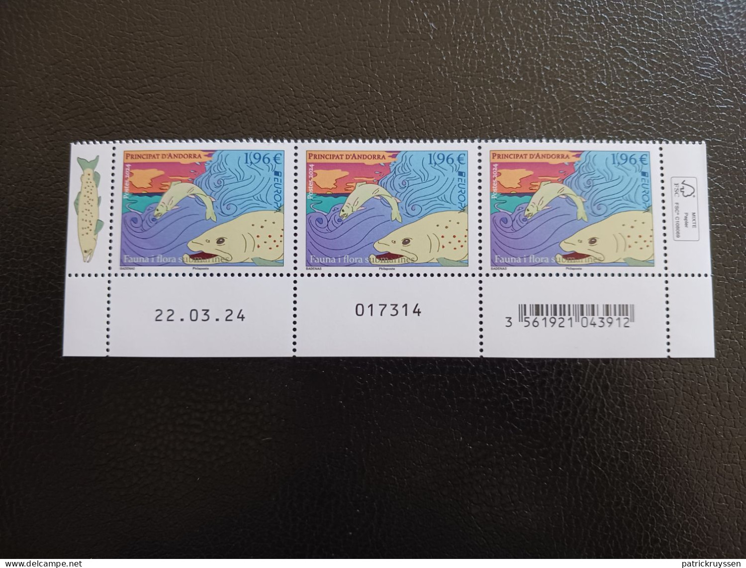 Andorra 2024 Andorre French EUROPA Cept Underwater Fauna Flora Fish 3v Mnh DATE CODE BARRE - Unused Stamps