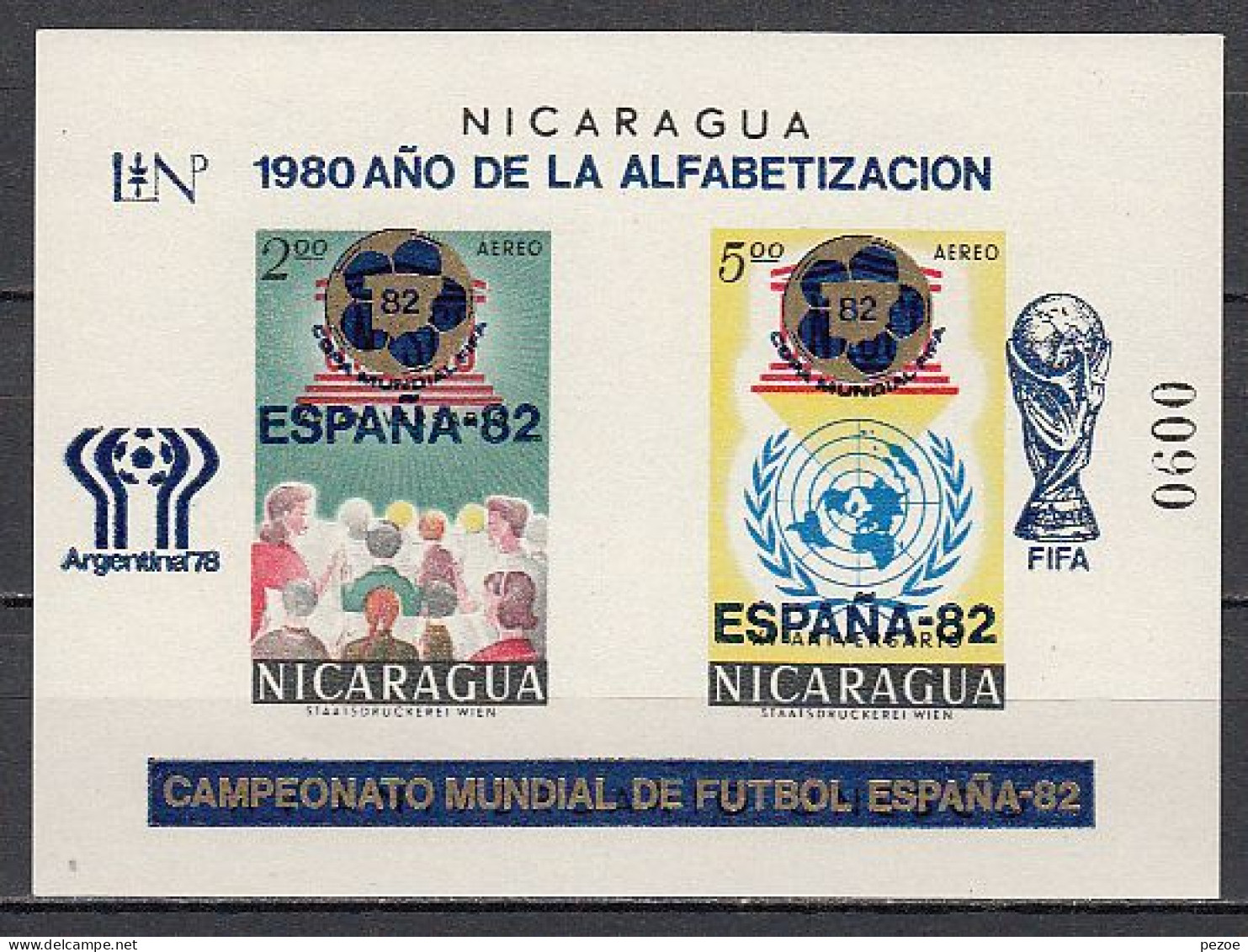 Football / Soccer / Fussball - WM 1978:  Nicaragua  Bl **, - Gold Aufdruck - 1978 – Argentina