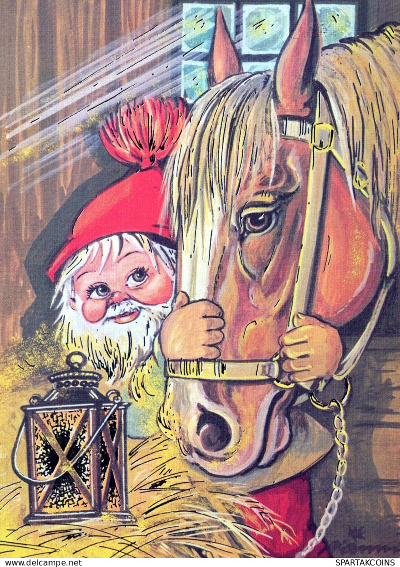 PAPÁ NOEL Feliz Año Navidad GNOMO Vintage Tarjeta Postal CPSM #PBL864.A - Santa Claus