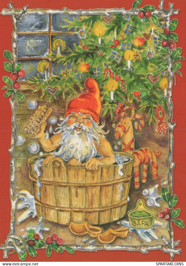 WEIHNACHTSMANN SANTA CLAUS Neujahr Weihnachten GNOME Vintage Ansichtskarte Postkarte CPSM #PBL792.A - Santa Claus