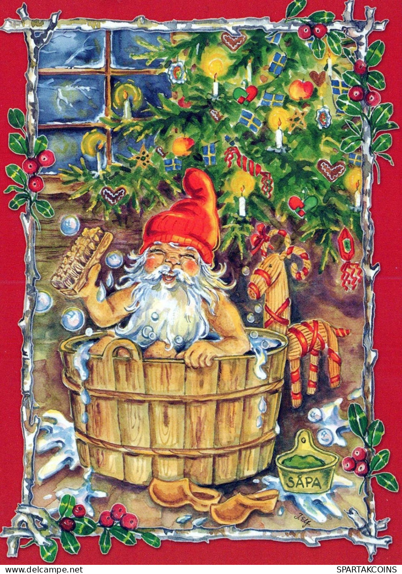 WEIHNACHTSMANN SANTA CLAUS Neujahr Weihnachten GNOME Vintage Ansichtskarte Postkarte CPSM #PBL792.A - Santa Claus