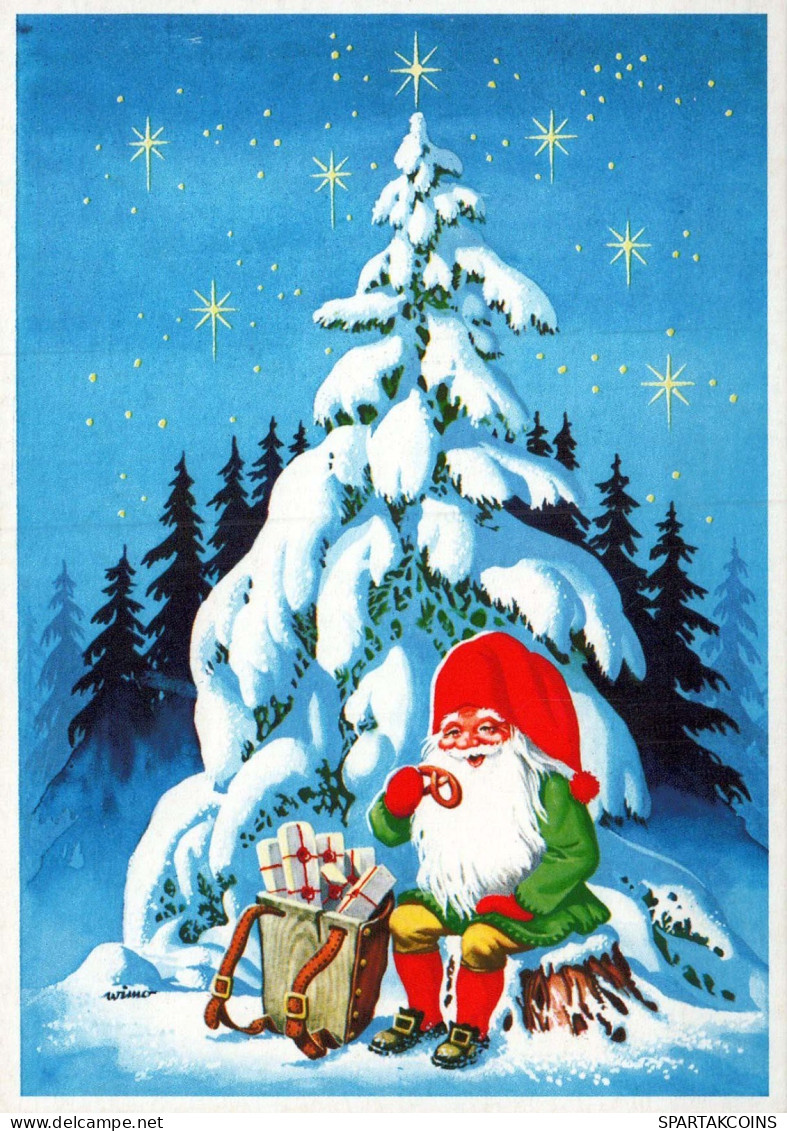 BABBO NATALE Buon Anno Natale GNOME Vintage Cartolina CPSM #PBL770.A - Santa Claus