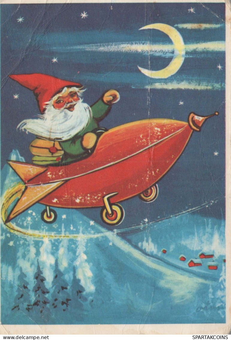 PÈRE NOËL Bonne Année Noël GNOME Vintage Carte Postale CPSM #PBL721.A - Santa Claus