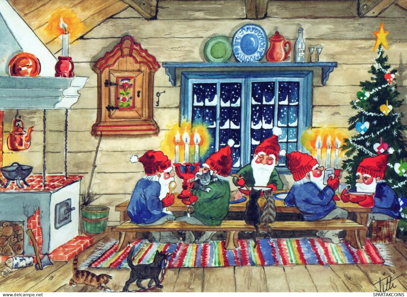 WEIHNACHTSMANN SANTA CLAUS Neujahr Weihnachten GNOME Vintage Ansichtskarte Postkarte CPSM #PBL657.A - Santa Claus
