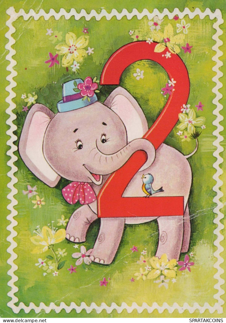 ELEFANTE Animales Vintage Tarjeta Postal CPSM #PBS761.A - Elephants