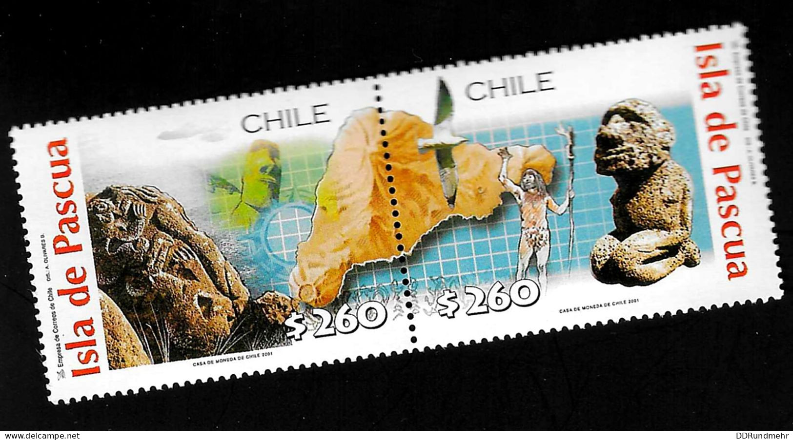 2001 Easter Islands Michel CL 2016 - 2017 Stamp Number CL 1361a - 1361b Yvert Et Tellier CL 1586 - 1587 Xx MNH - Chili