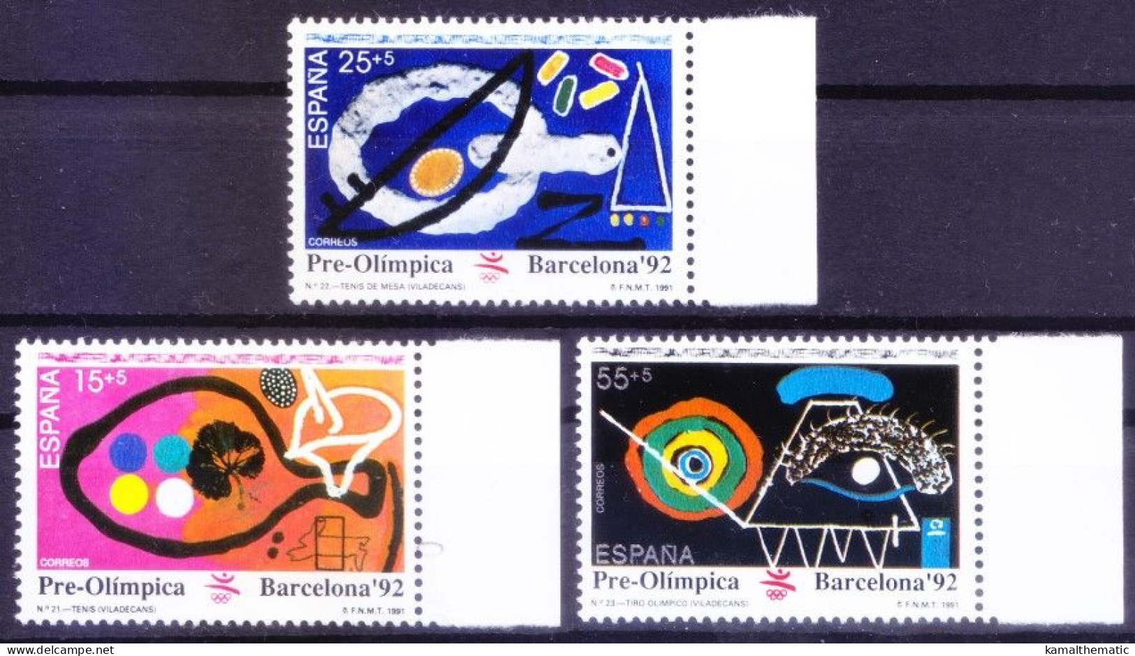 Spain 1991 MNH 3v, Pre Olympic Games Barcelona Table Tennis, Tennis, Shooting - Other & Unclassified