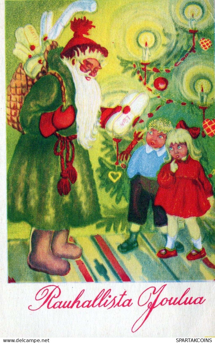 BABBO NATALE Buon Anno Natale Vintage Cartolina CPSMPF #PKG291.A - Santa Claus