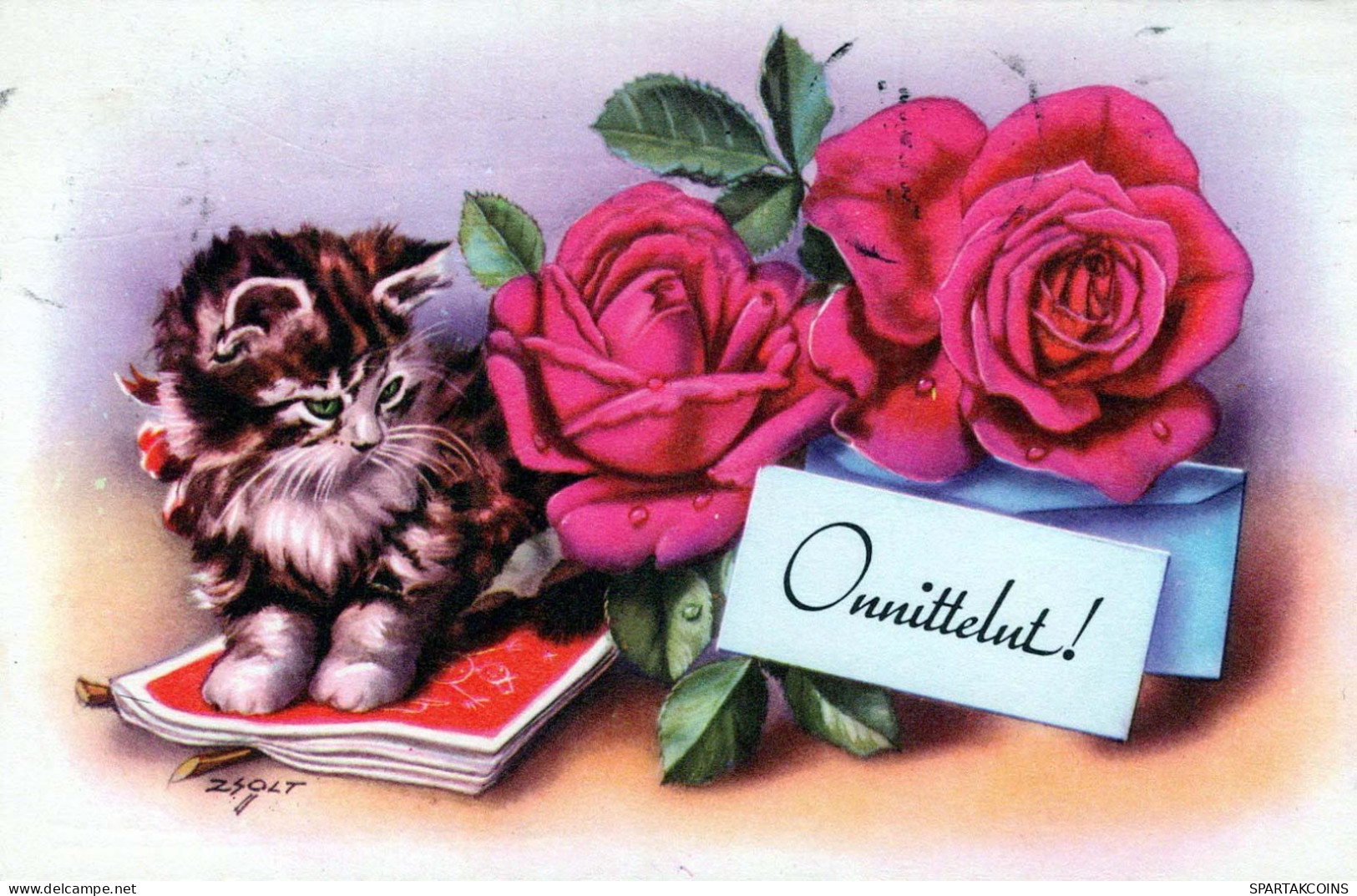 KATZE MIEZEKATZE Tier Vintage Ansichtskarte Postkarte CPA #PKE750.A - Cats