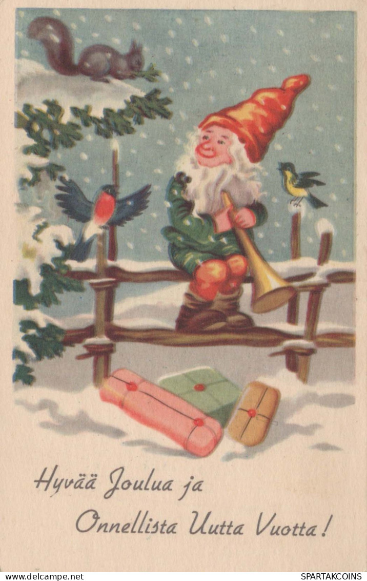 BABBO NATALE Buon Anno Natale GNOME Vintage Cartolina CPSMPF #PKD402.A - Santa Claus