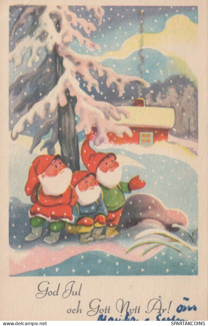 PÈRE NOËL Bonne Année Noël GNOME Vintage Carte Postale CPSMPF #PKD363.A - Santa Claus