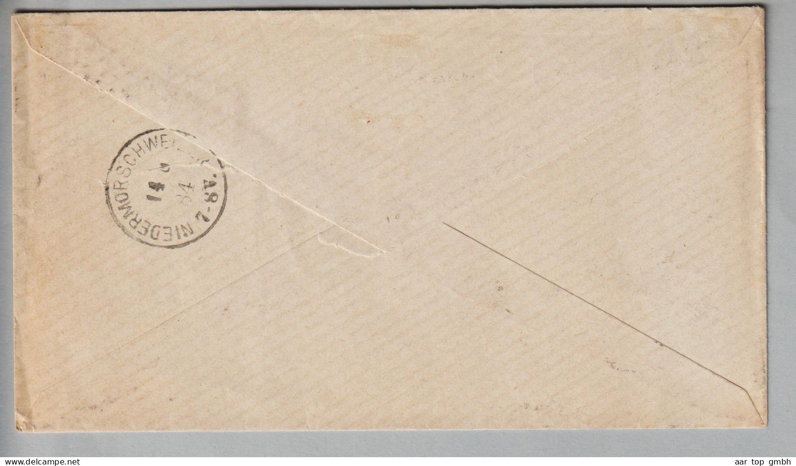 CH Heimat SH Schaffhausen 1884-08-13 Brief Nach Elsass Niedermorschweiler Mit Stehende H. SBK#67A - Briefe U. Dokumente