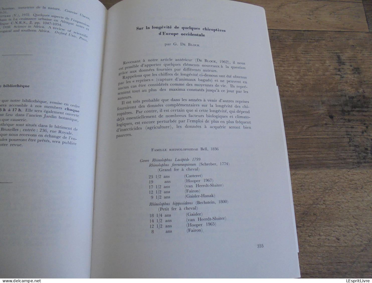 LES NATURALISTES BELGES N° 8 - 9 Année 1974 Régionalisme Environnement Tropical Mare Kalmhout Chiroptères Botanique