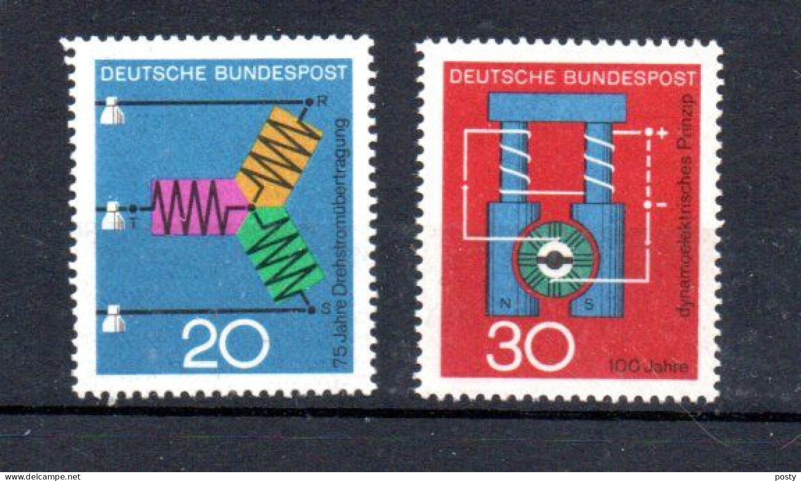 ALLEMAGNE - GERMANY - 1966 - 75éme ANNIVERSAIRE DU PRINCIPE DE LA DYNAMO - 75th ANNIVERSARY OF THE DYNAMO - - Unused Stamps