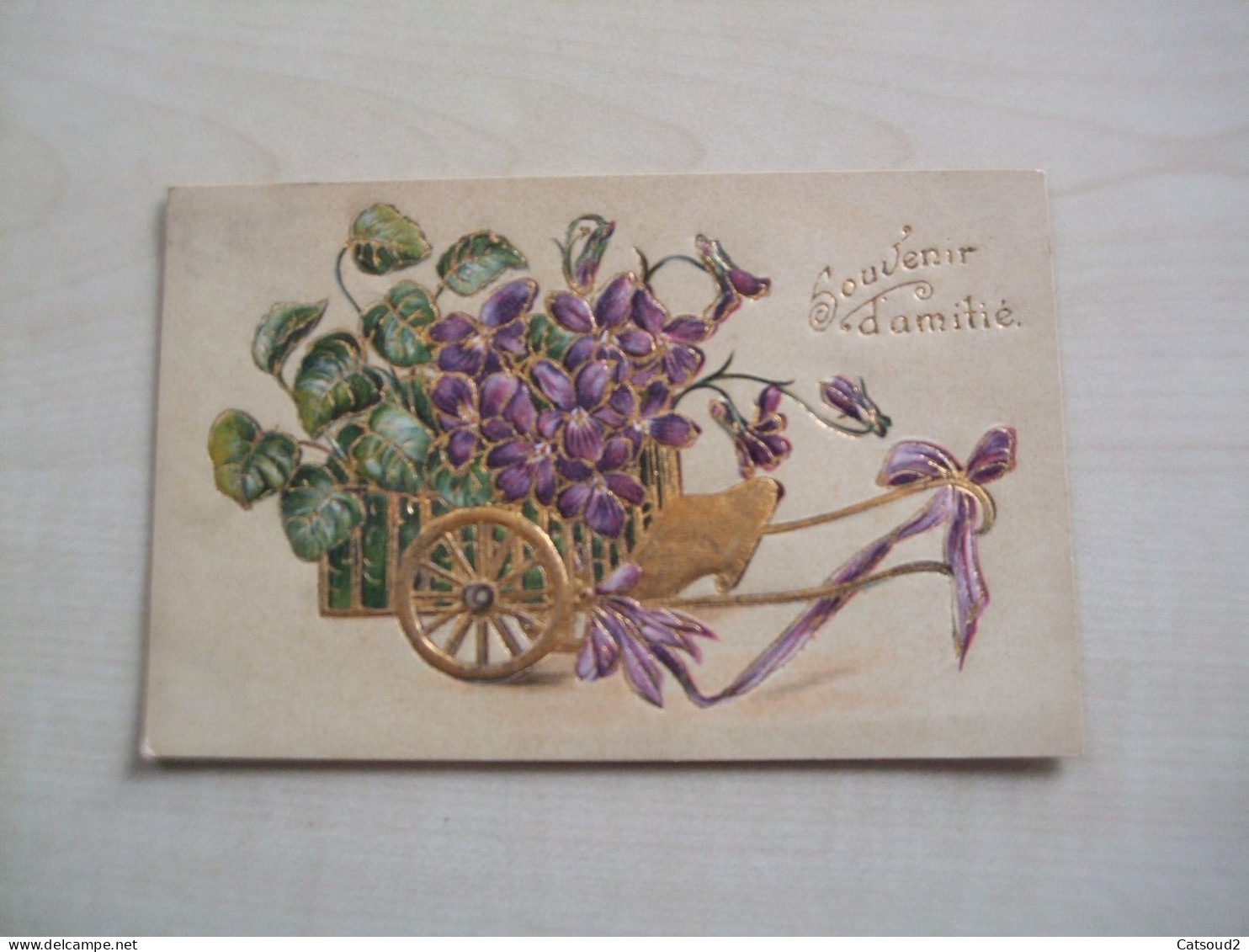 Carte Postale Ancienne En Relief 1907 SOUVENIR D'AMITIE - Other & Unclassified