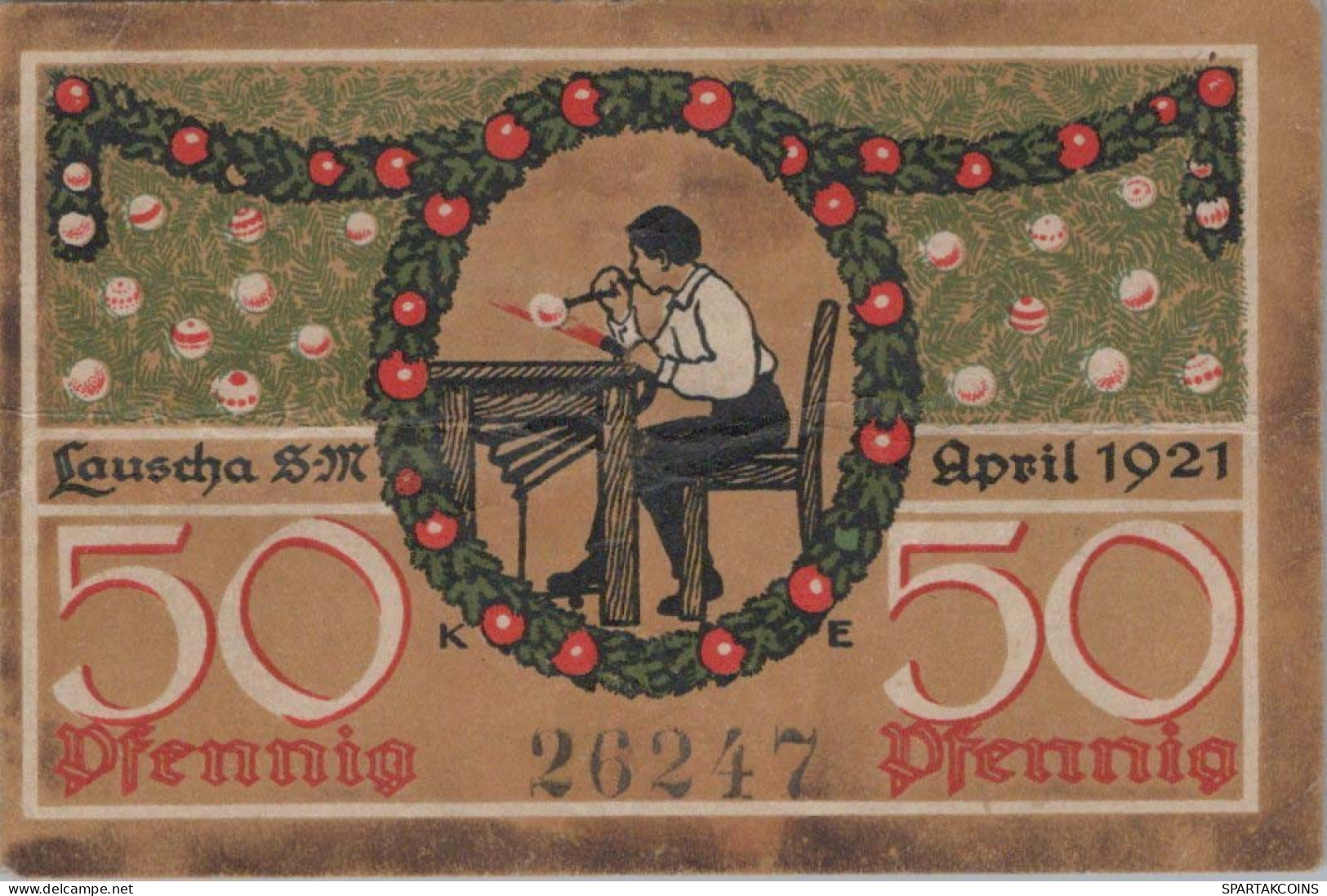 50 PFENNIG 1921 Stadt LAUSCHA Thuringia DEUTSCHLAND Notgeld Banknote #PI215 - [11] Local Banknote Issues