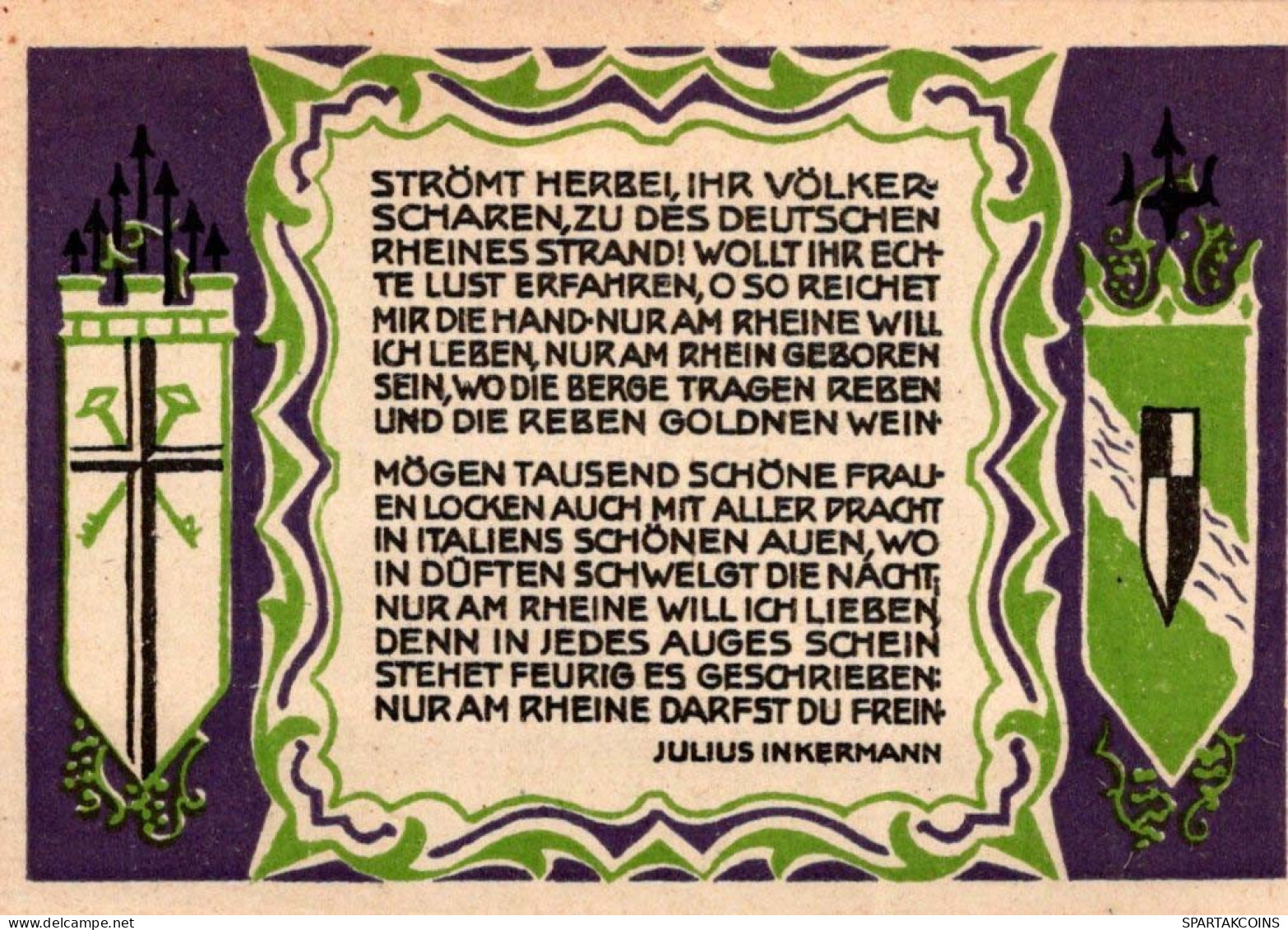 50 PFENNIG 1921 Stadt KoNIGSWINTER Rhine DEUTSCHLAND Notgeld Banknote #PF865 - [11] Local Banknote Issues