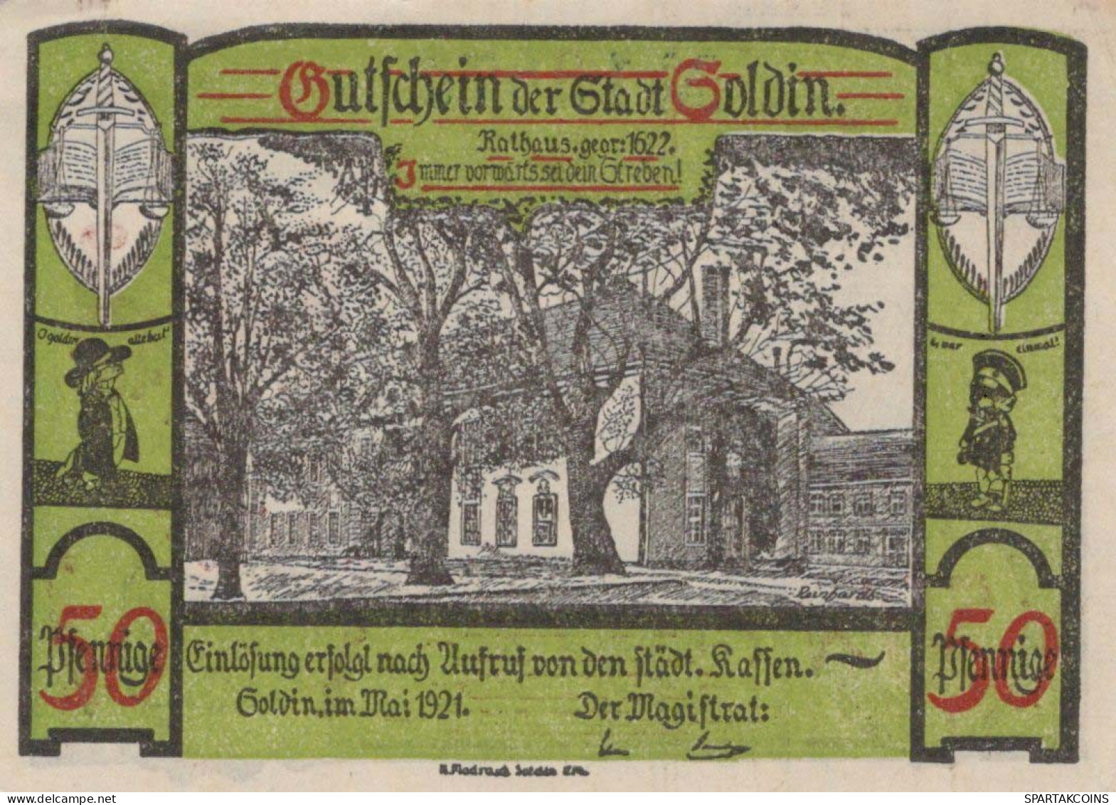 50 PFENNIG 1921 Stadt SOLDIN Brandenburg UNC DEUTSCHLAND Notgeld Banknote #PH539 - Lokale Ausgaben