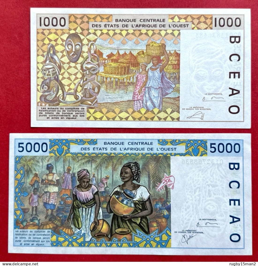 N°82 BILLETS DE 1000 & 5000 FRANCS COTE D'IVOIRE NEUF/UNC & Pr NEUF/aUNC - Costa D'Avorio