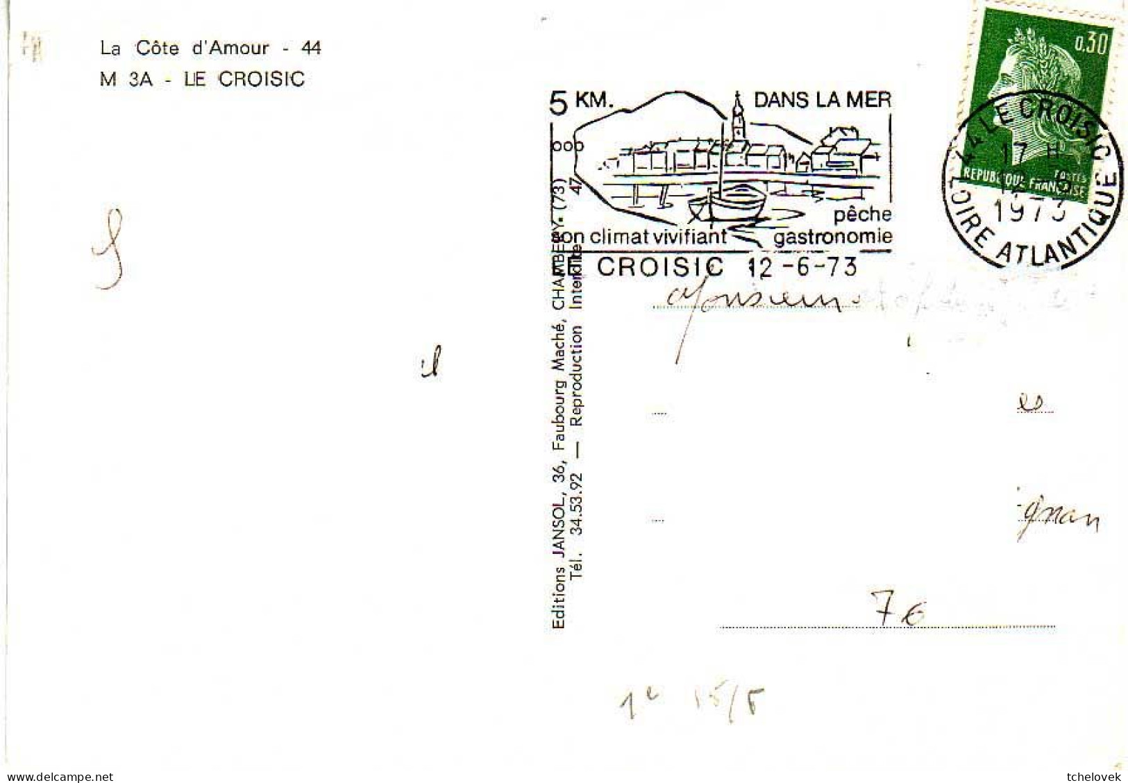 (44). Loire Atlantique. Le Croisic. M 3A écrite 1973 & 1726 Le Port écrite 1969 - Le Croisic