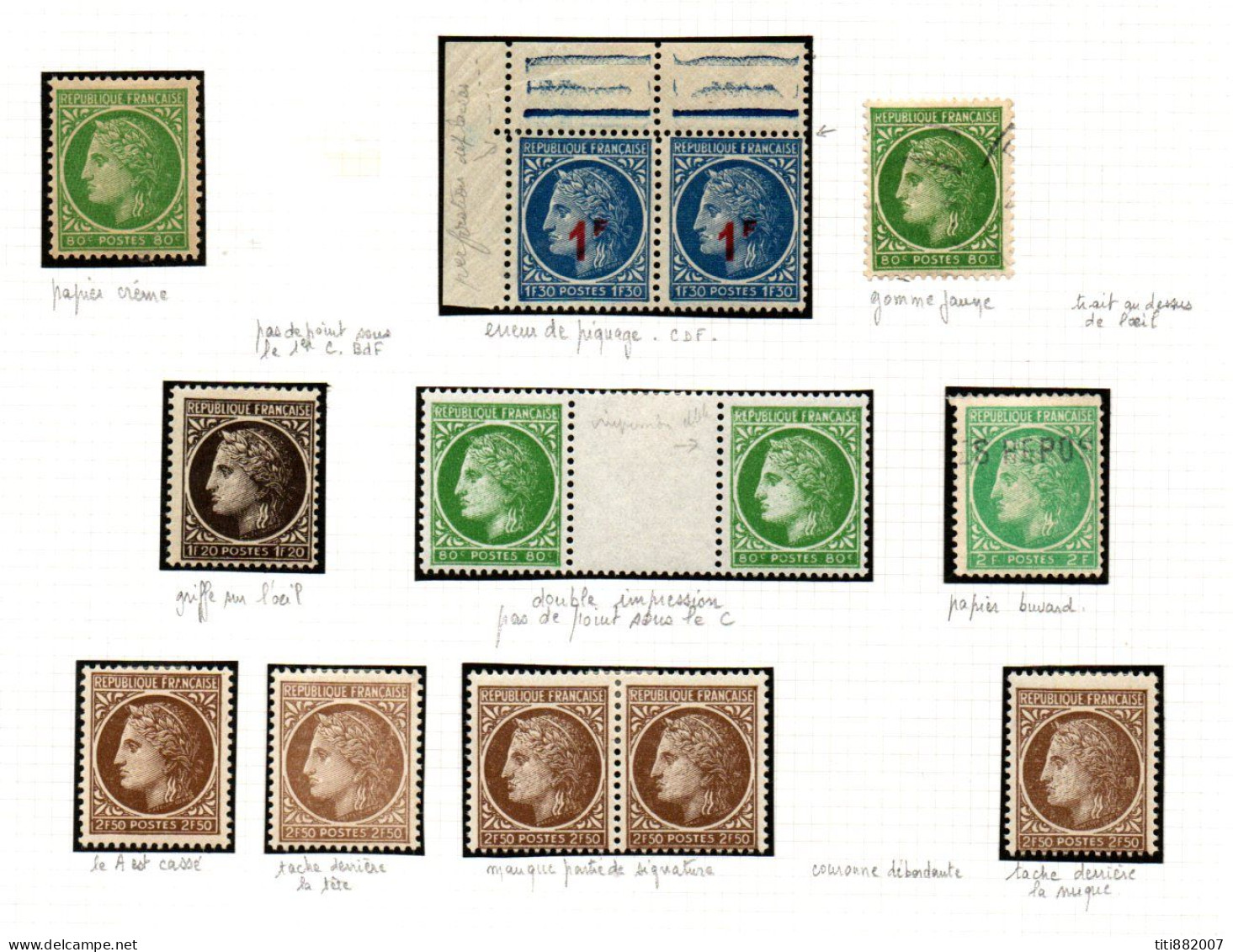 FRANCE    -   1945 .  LOT  *  Et Oblitérés , Nuances  + Variétés Mineures - Neufs