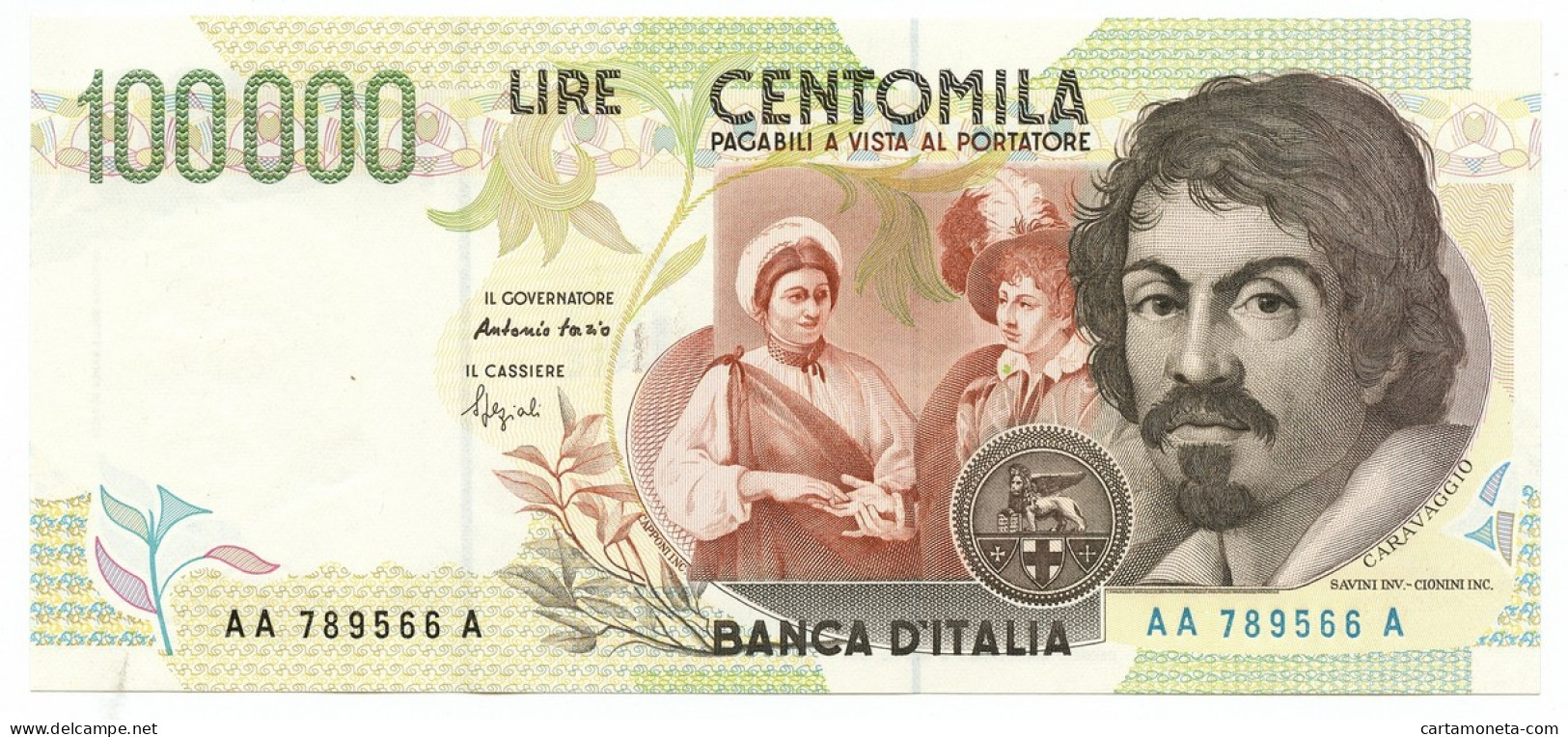 100000 LIRE CARAVAGGIO II TIPO PRIMA SERIE TRIPLA A 12/05/1994 FDS-/FDS - Other & Unclassified