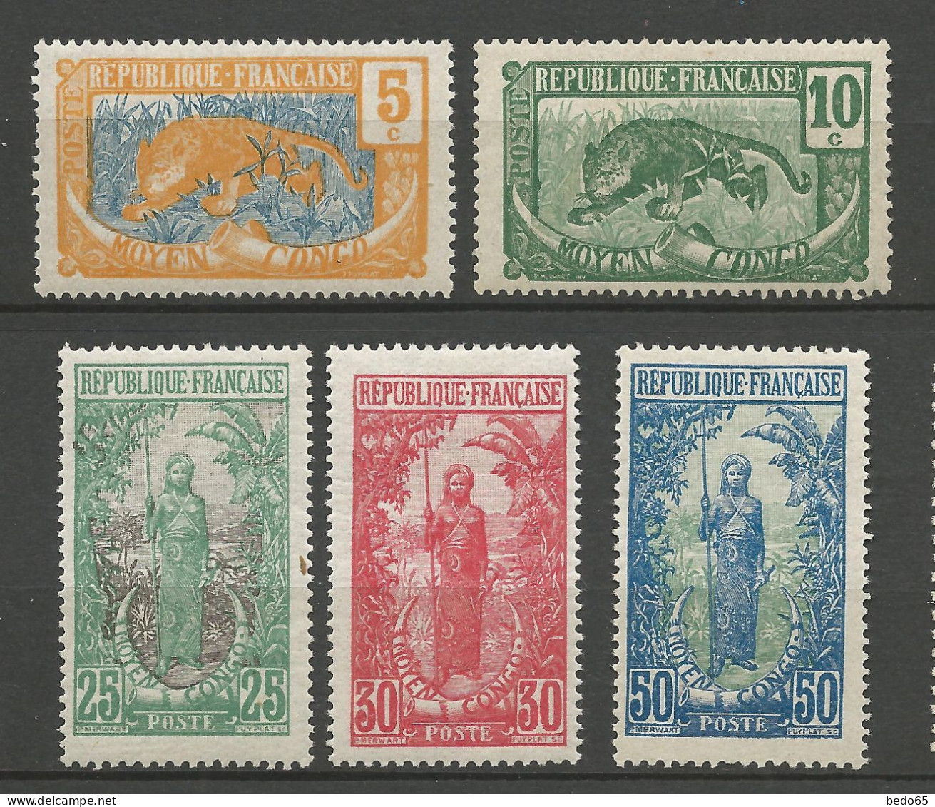 CONGO N° 67 à 71 NEUF* AVEC OU TRACE DE CHARNIERE  / Hinge / MH - Unused Stamps
