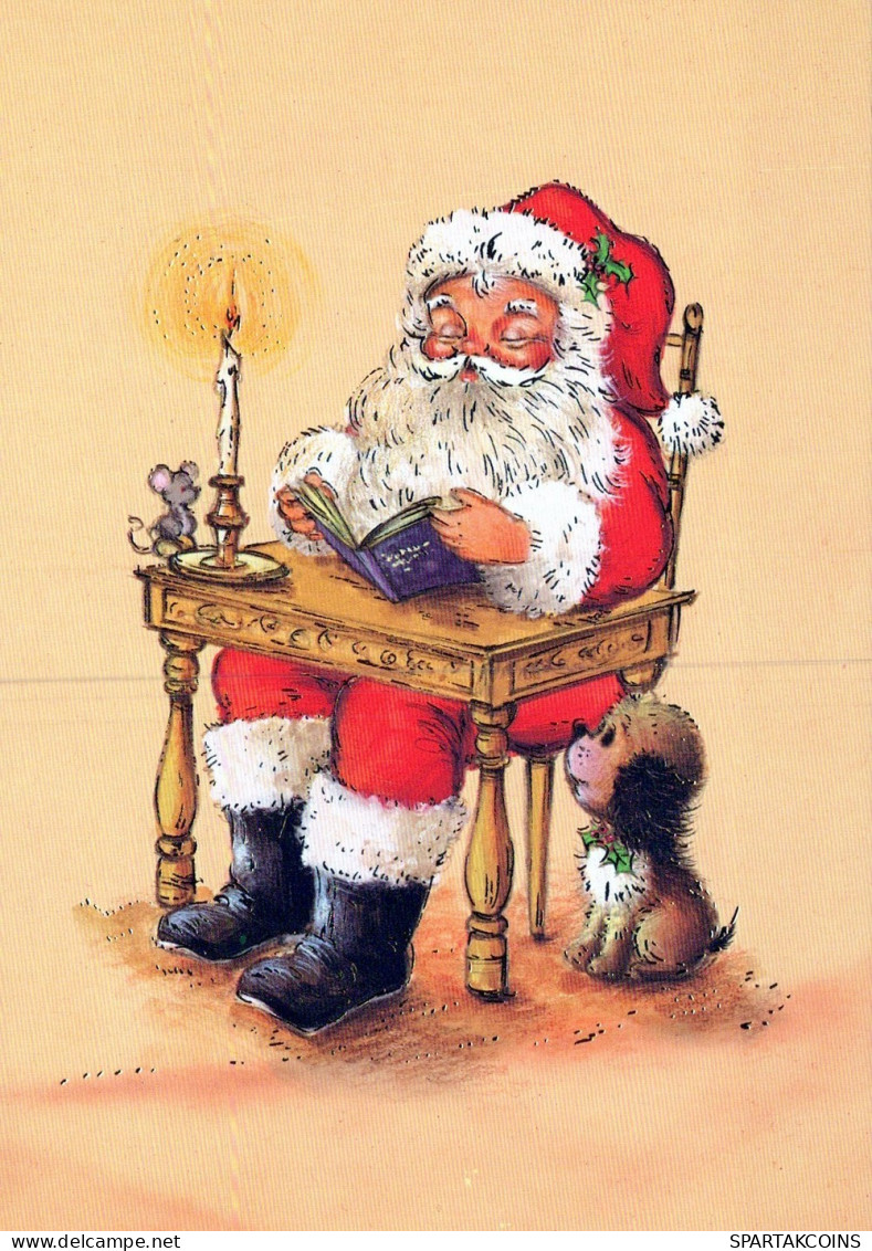 SANTA CLAUS DOG CHRISTMAS Holidays Vintage Postcard CPSM #PAK674.GB - Santa Claus