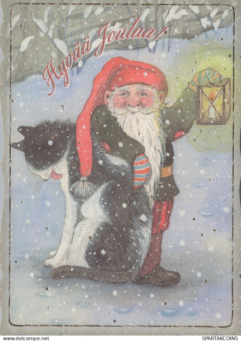 SANTA CLAUS ANIMALS CHRISTMAS Holidays Vintage Postcard CPSM #PAK473.GB - Kerstman