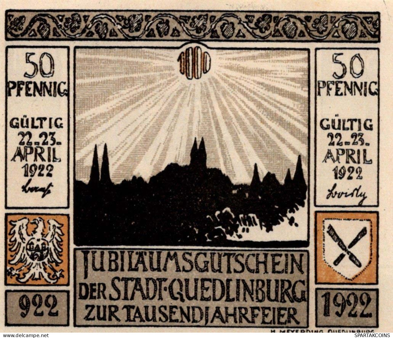 50 PFENNIG 1922 Stadt QUEDLINBURG Saxony UNC DEUTSCHLAND Notgeld Banknote #PB837 - [11] Emisiones Locales