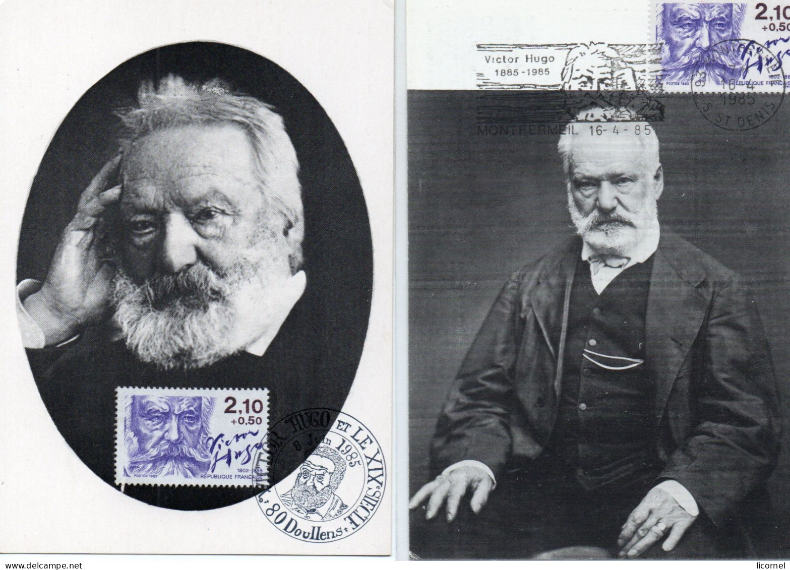 Carte  Maxi  1985 /VICTOR HUGO ( Lot De 2 Cartes) - 1980-1989