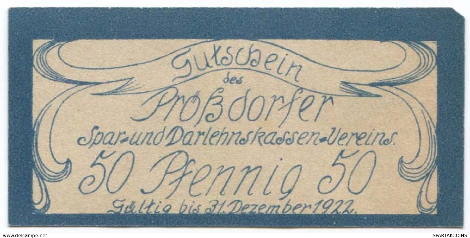 50 PFENNIG 1922 Stadt PRoSSDORF Thuringia DEUTSCHLAND Notgeld Papiergeld Banknote #PL723 - Lokale Ausgaben