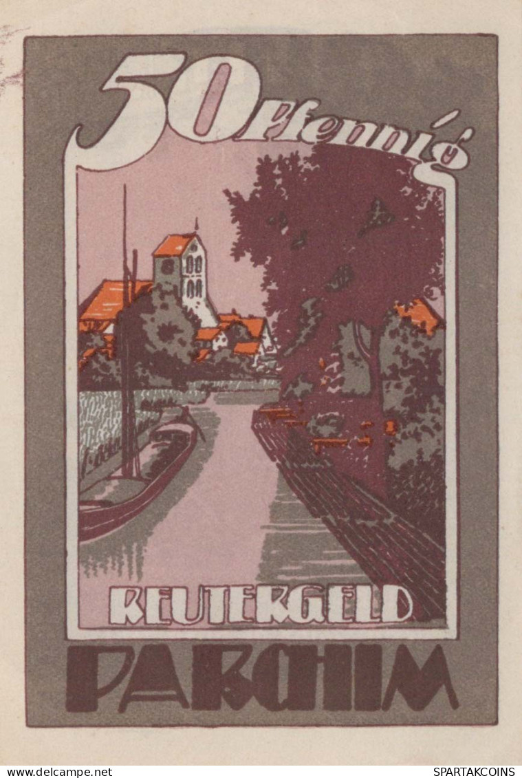 50 PFENNIG 1922 Stadt PARCHIM Mecklenburg-Schwerin DEUTSCHLAND Notgeld #PJ146 - Lokale Ausgaben