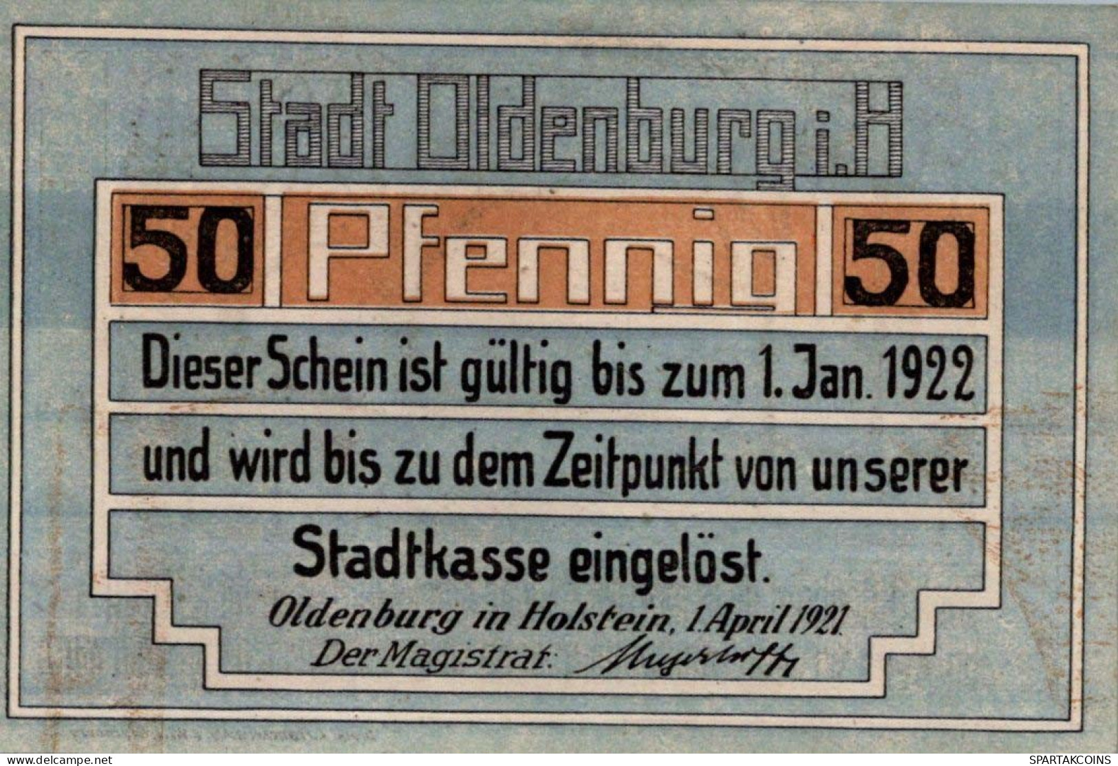 50 PFENNIG 1922 Stadt OLDENBURG IN HOLSTEIN Schleswig-Holstein DEUTSCHLAND #PF642 - Lokale Ausgaben