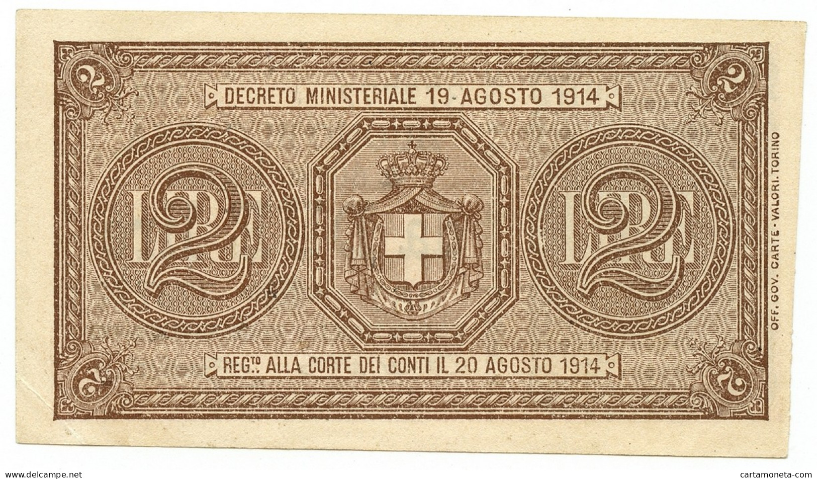 2 LIRE DIAZ VENEZIA GIULIA E TRIDENTINA TERRE REDENTE 21/09/1914 SUP- - Autres & Non Classés