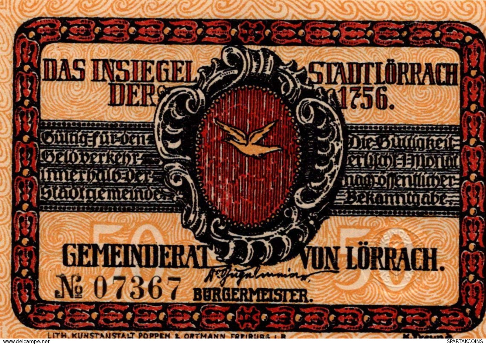 50 PFENNIG 1922 Stadt LoRRACH Baden UNC DEUTSCHLAND Notgeld Banknote #PC483 - [11] Local Banknote Issues