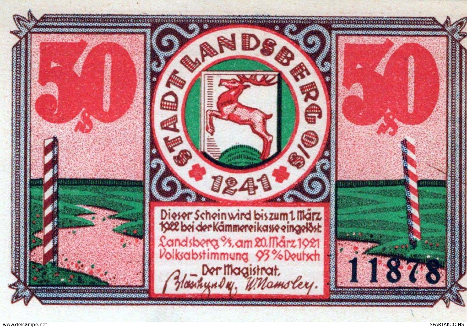 50 PFENNIG 1922 Stadt LANDSBERG OBERSCHLESIEN UNC DEUTSCHLAND #PB928 - Lokale Ausgaben