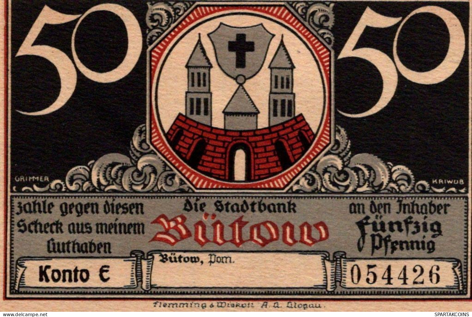50 PFENNIG 1922 Stadt BÜTOW Pomerania UNC DEUTSCHLAND Notgeld Banknote #PC884 - [11] Local Banknote Issues