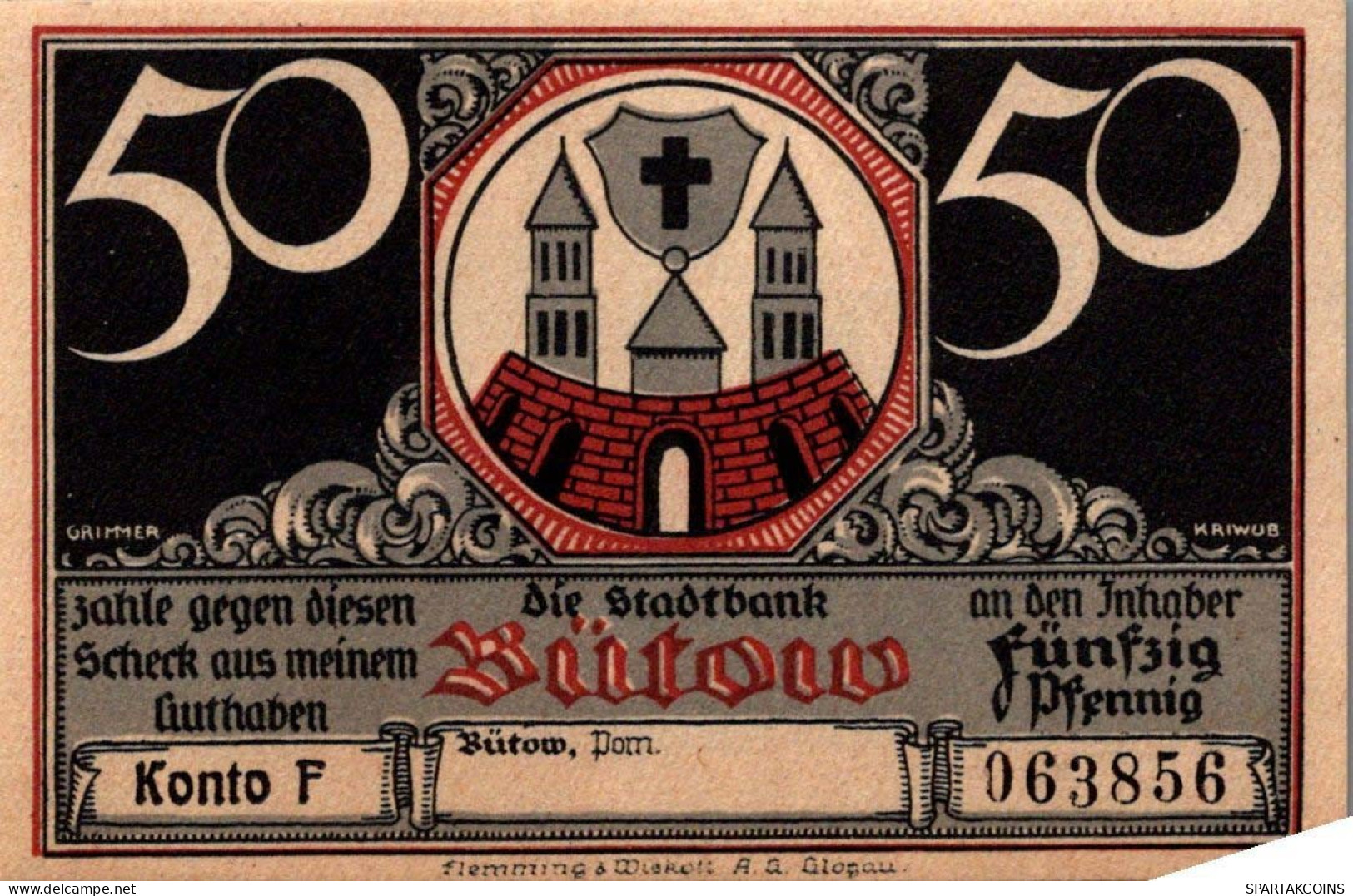 50 PFENNIG 1922 Stadt BÜTOW Pomerania DEUTSCHLAND Notgeld Banknote #PF584 - [11] Local Banknote Issues