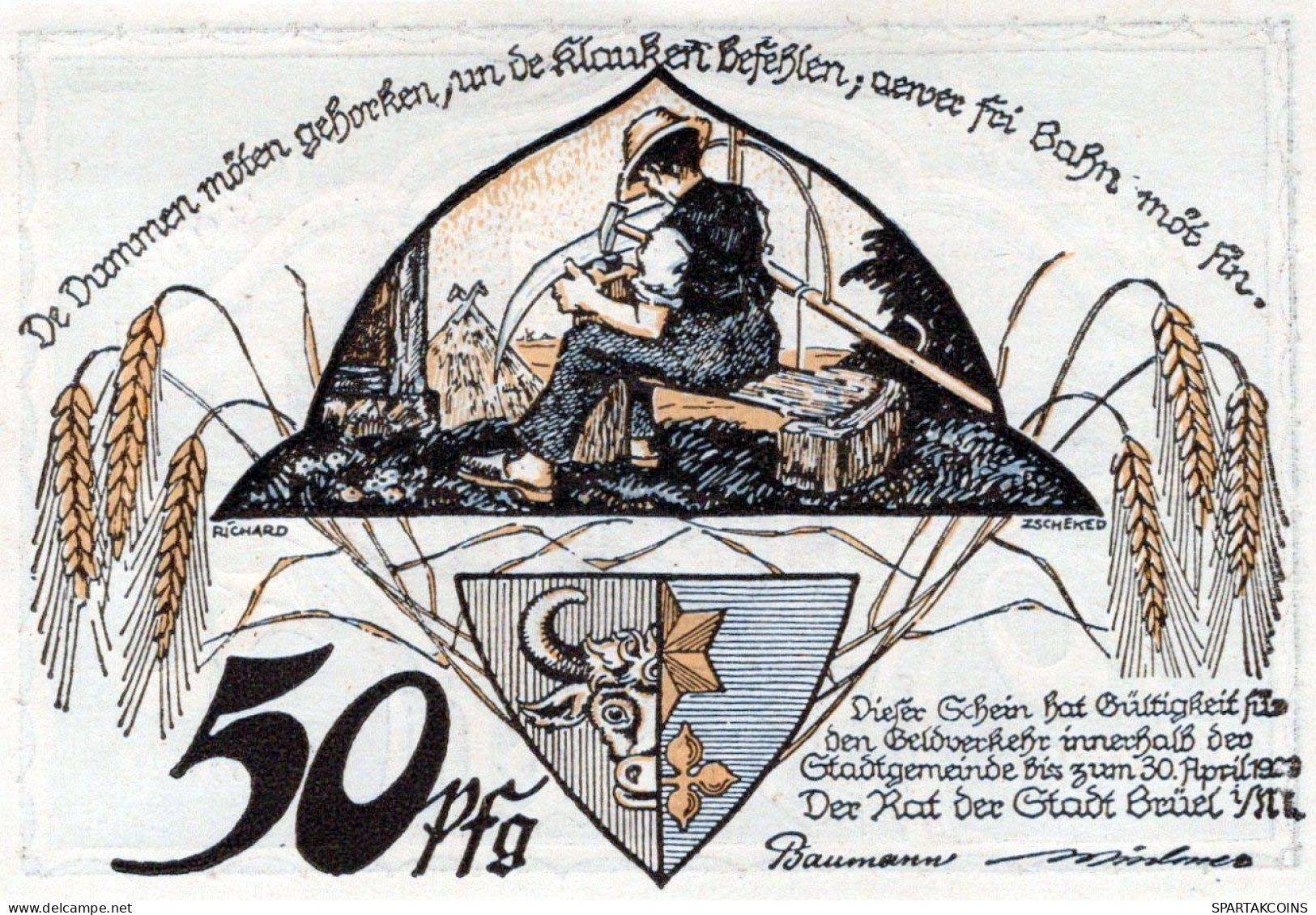 50 PFENNIG 1922 Stadt BRÜEL Mecklenburg-Schwerin UNC DEUTSCHLAND Notgeld #PA302 - Lokale Ausgaben