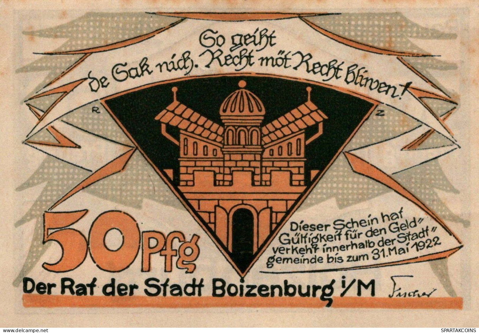 50 PFENNIG 1922 Stadt BOIZENBURG Mecklenburg-Schwerin UNC DEUTSCHLAND #PA252 - [11] Local Banknote Issues