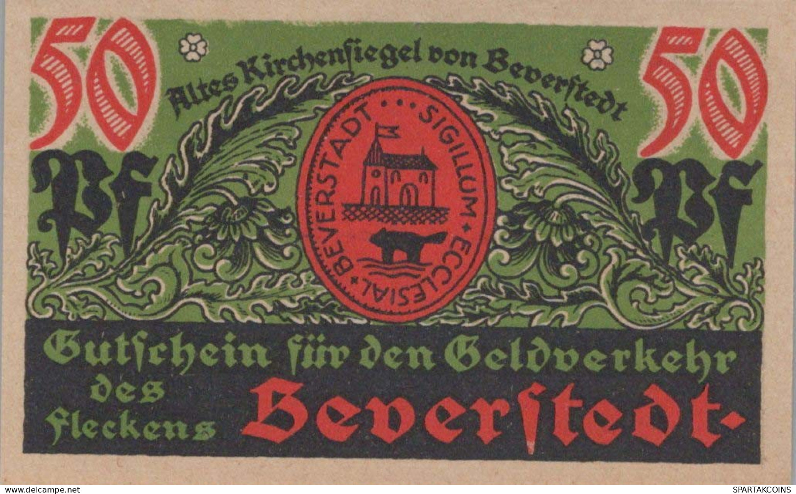 50 PFENNIG 1922 Stadt BEVERSTEDT Hanover UNC DEUTSCHLAND Notgeld Banknote #PI466 - [11] Emissions Locales
