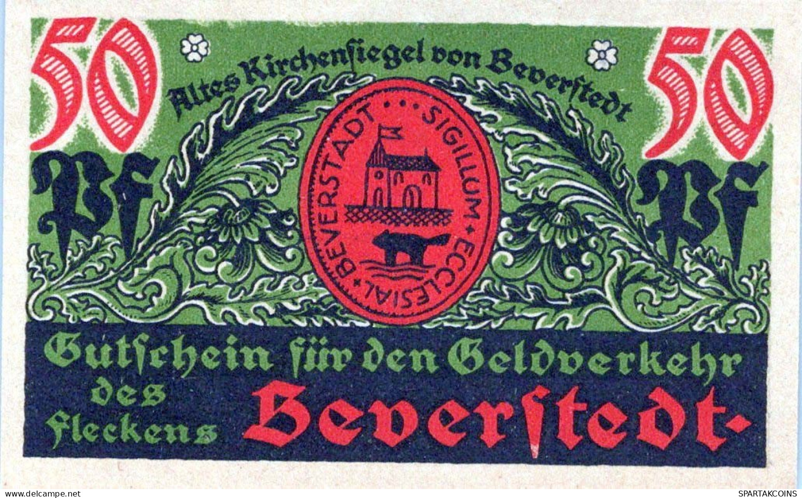 50 PFENNIG 1922 Stadt BEVERSTEDT Hanover UNC DEUTSCHLAND Notgeld Banknote #PI466 - [11] Emissions Locales