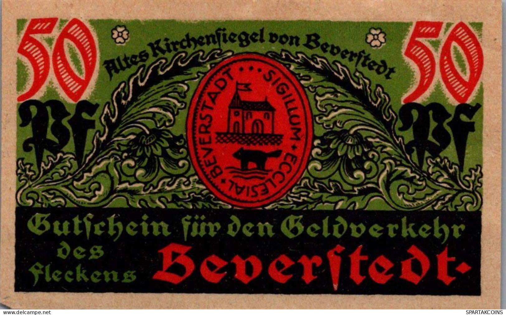 50 PFENNIG 1922 Stadt BEVERSTEDT Hanover UNC DEUTSCHLAND Notgeld Banknote #PI465 - [11] Local Banknote Issues